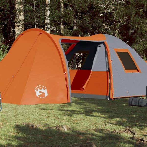 The Living Store Familjetält kupol 6 person grå och orange vattentätt -  Tält