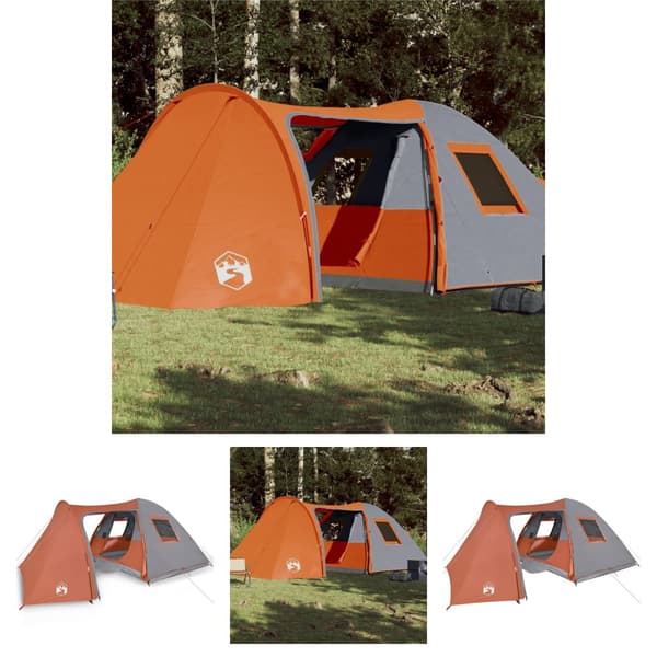 The Living Store Familjetält kupol 6 person grå och orange vattentätt -  Tält