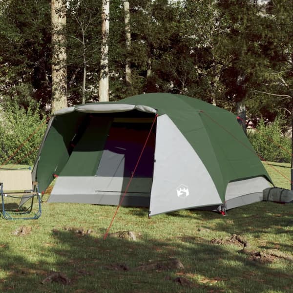 The Living Store 6-personers campingtelt med fortelt vandtæt grøn -  Telte
