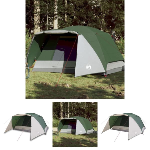 The Living Store 6-personers campingtelt med fortelt vandtæt grøn -  Telte