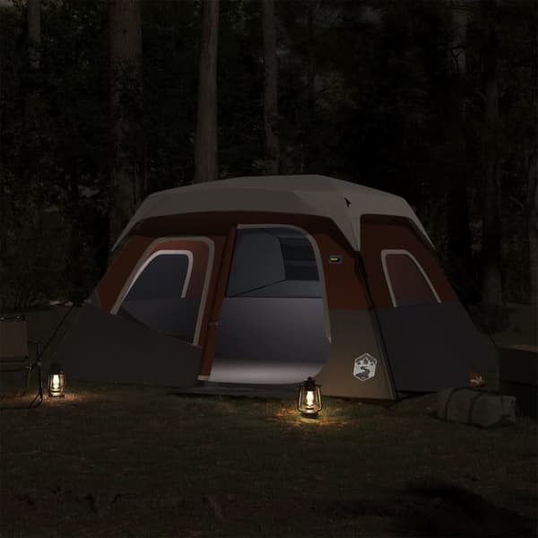 The Living Store 6-personers telt med LED-lys quick-release lysegrå og orange - Telte