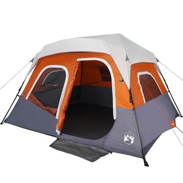 The Living Store 6-personers telt med LED-lys quick-release lysegrå og orange - Telte