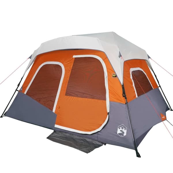 The Living Store 6-personers telt med LED-lys quick-release lysegrå og orange -  Telte