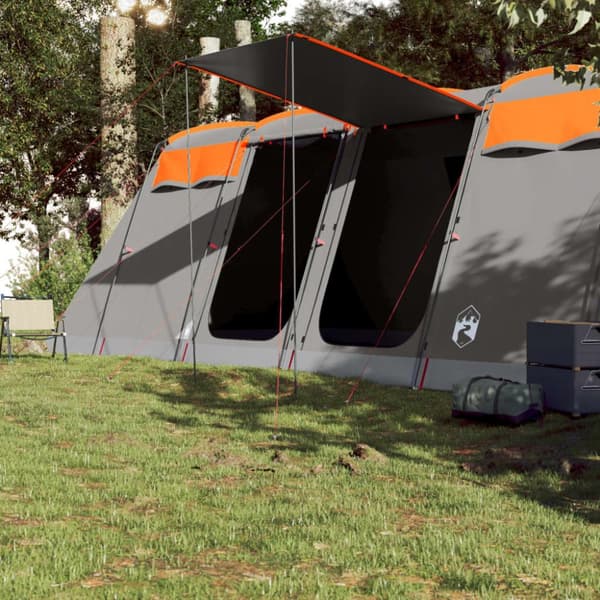 The Living Store Familjetält tunnel 8 person grå och orange vattentätt -  Tält