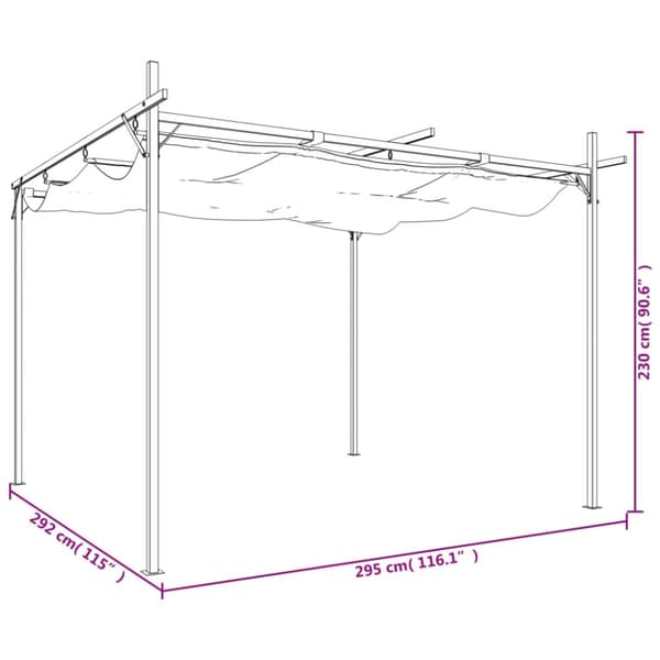 The Living Store Pergola sisäänvedettävä katto antrasiitti 295x292x230 cm - Katokset & huvimajat