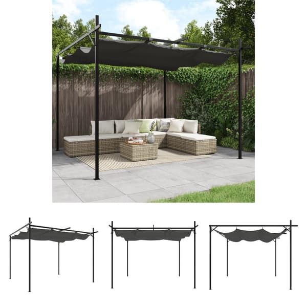 The Living Store Pergola sisäänvedettävä katto antrasiitti 295x292x230 cm - Katokset & huvimajat