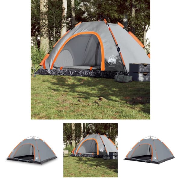 The Living Store Campingtält 5 personer grå och orange snabbrest -  Tält