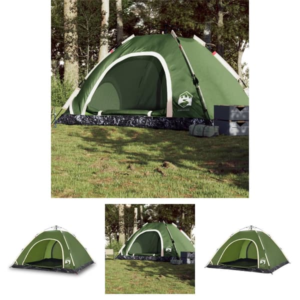The Living Store 5-personers campingtelt vandtæt quick-release grøn -  Telte