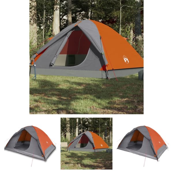 The Living Store 6-personers campingtelt vandtæt kuppel grå og orange -  Telte