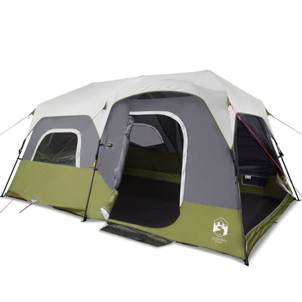 The Living Store 9-personers familietelt med LED-lys quick-release lysegrøn -  Telte