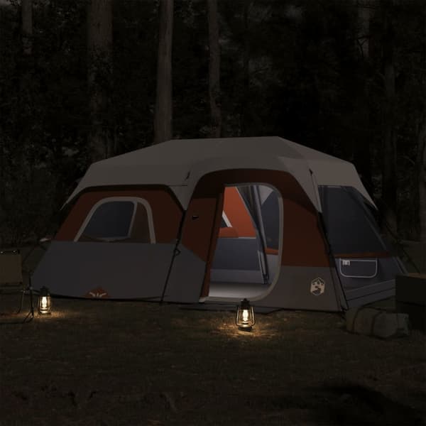 The Living Store Familjetält 9 personer med LEDs grå&orange snabbrest -  Tält