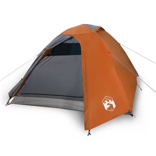 The Living Store 3-personers campingtelt vandtæt kuppel grå og orange -  Telte