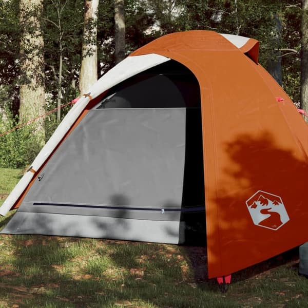 The Living Store 3-personers campingtelt vandtæt kuppel grå og orange -  Telte