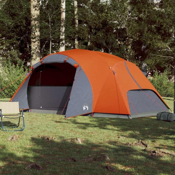 The Living Store Familjetält Crossvent 8 person grå och orange vattentätt -  Tält