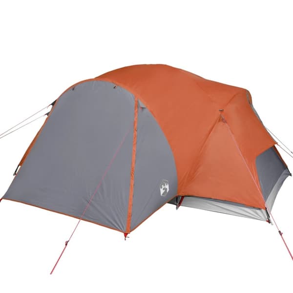 The Living Store Familjetält Crossvent 8 person grå och orange vattentätt -  Tält