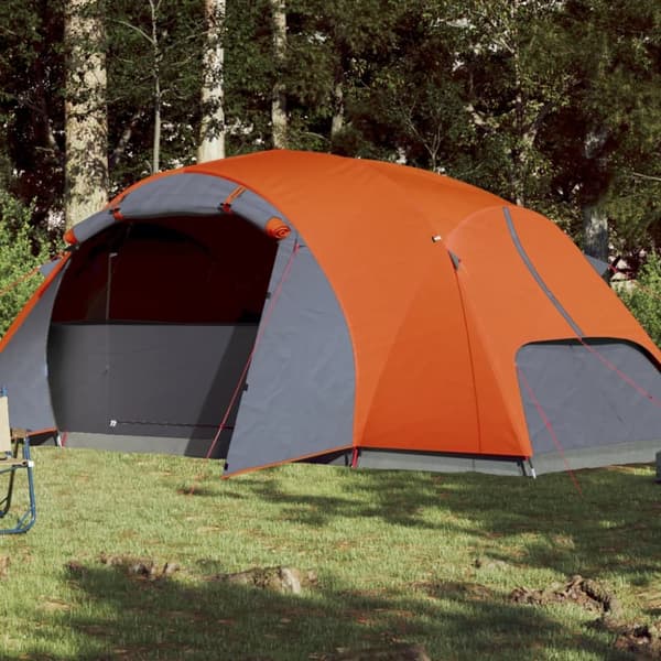 The Living Store Familjetält Crossvent 8 person grå och orange vattentätt -  Tält
