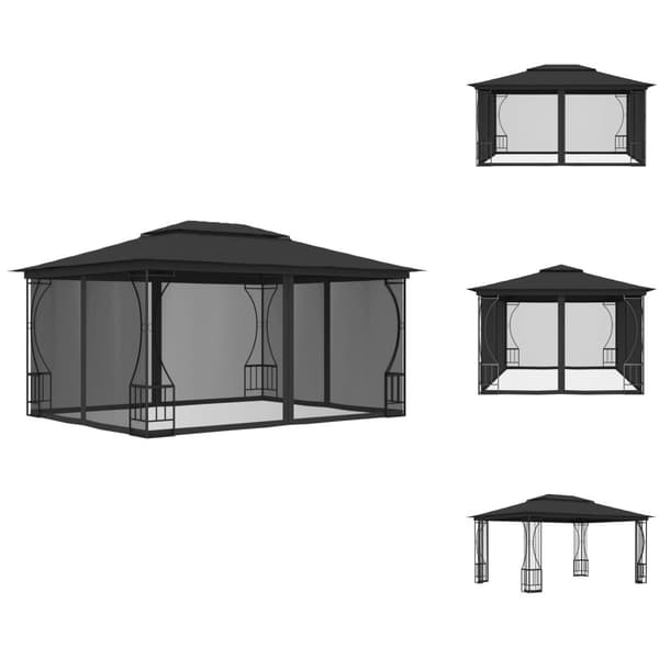 Festtelte & havepavilloner - Living pavillon med net 300x400x265 cm antracitgrå