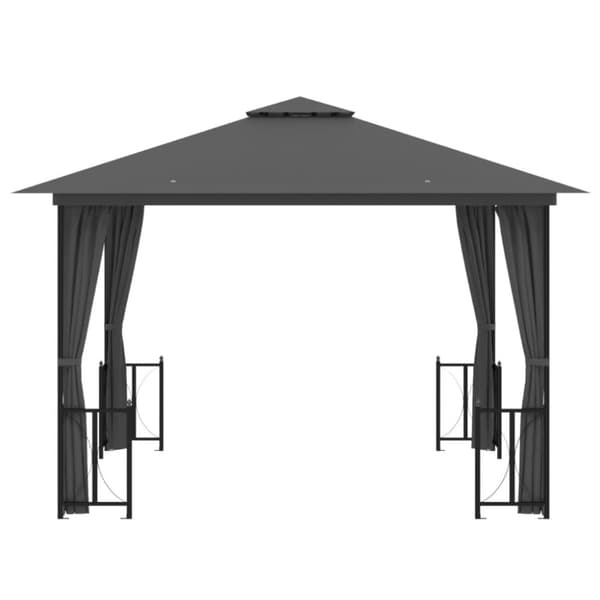 Festtelte & havepavilloner - Living pavillon med sidevægge og dobbelttag 3x3 m antracitgrå