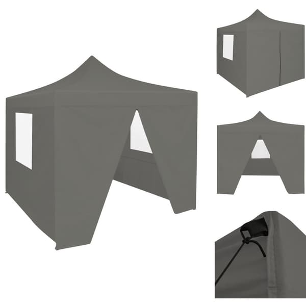 Festtelte & havepavilloner - Living foldbart festtelt pop-up med 4 sidevægge 3 x 3 m antracitgrå