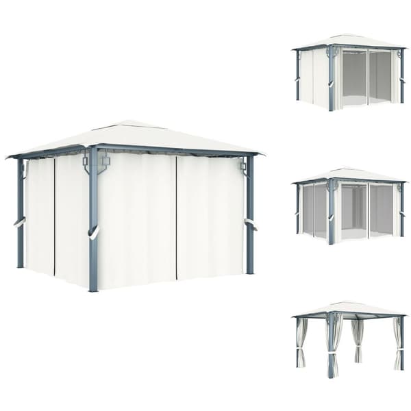 Festtelte & havepavilloner - Living havepavillon med gardin 300x300 cm aluminium cremefarvet