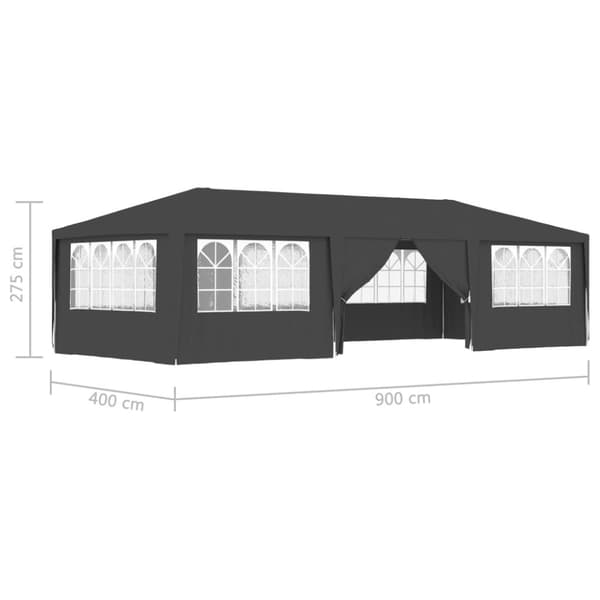 Festtelte & havepavilloner - Living festtelt med sidevægge 4x9 m 90 g/m² antracitgrå
