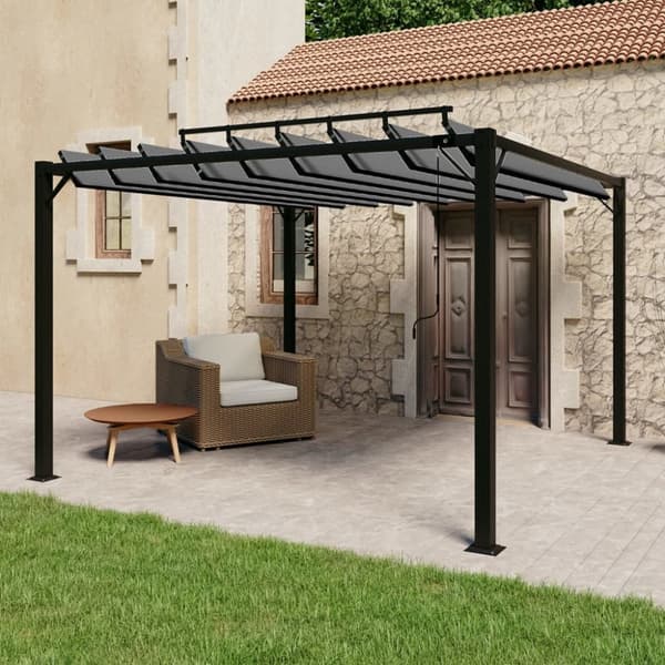 Partytält & paviljoner - Living Paviljong med lamelltak 3x3 m antracit tyg och aluminium