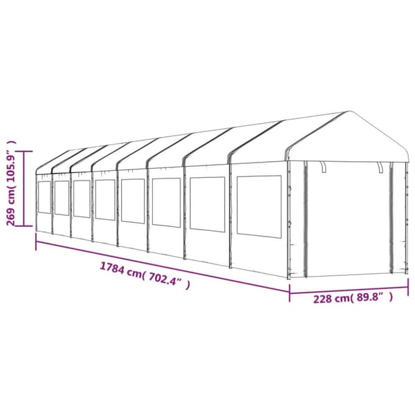 Partytält & paviljoner - Living Paviljong med tak vit 17,84x2,28x2,69 m polyeten