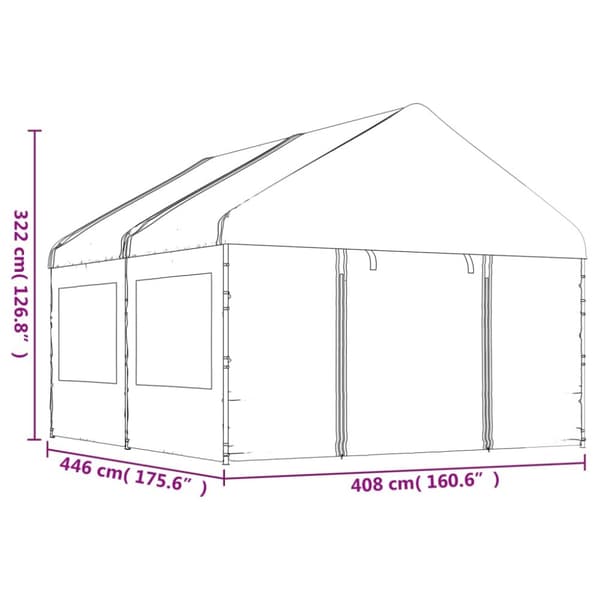 Festtelte & havepavilloner - Living pavillon med tag 4,46x4,08x3,22 m polyethylen hvid