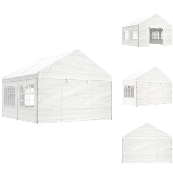 Festtelte & havepavilloner - Living pavillon med tag 4,46x4,08x3,22 m polyethylen hvid