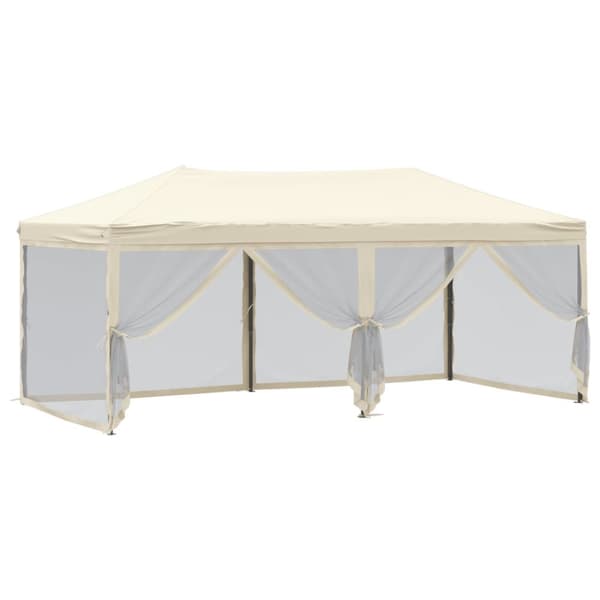 Partytält & paviljoner - Living Hopfällbart partytält med sidoväggar gräddvit 3x6 m