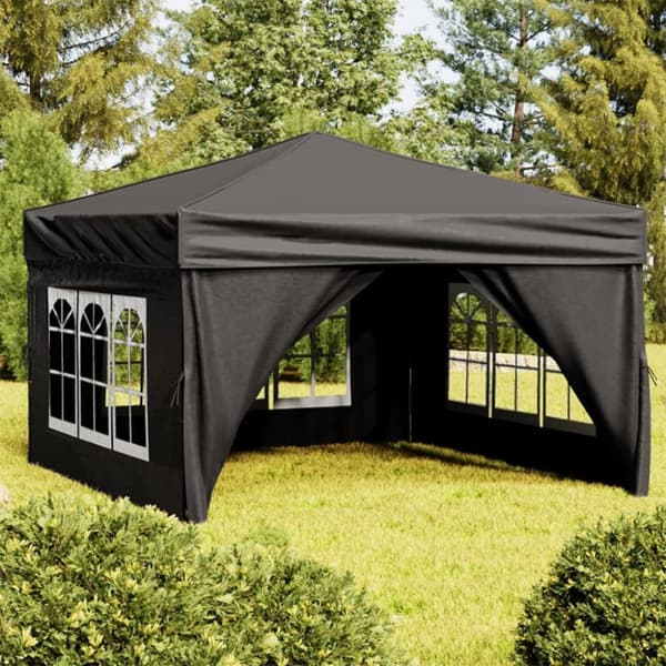 Partytält & paviljoner - Living Hopfällbart partytält med sidoväggar svart 3x3 m