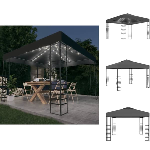 Katokset & huvimajat - Living Puutarhakatos LED-valonauhoilla 3x3 m antrasiitti