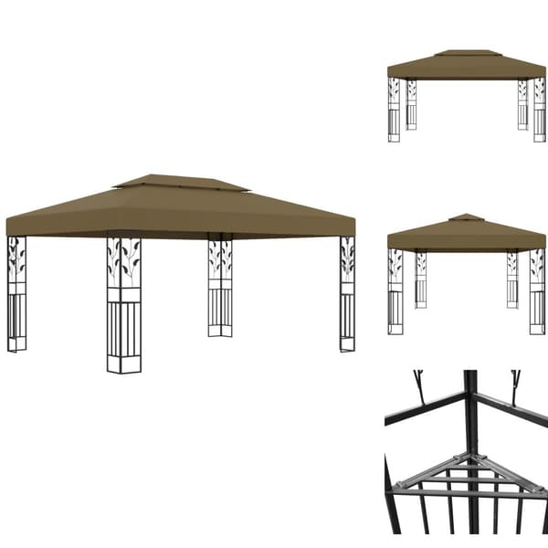 Festtelte & havepavilloner - Living pavillon med dobbelttag 3x4 m 180 g/m² gråbrun