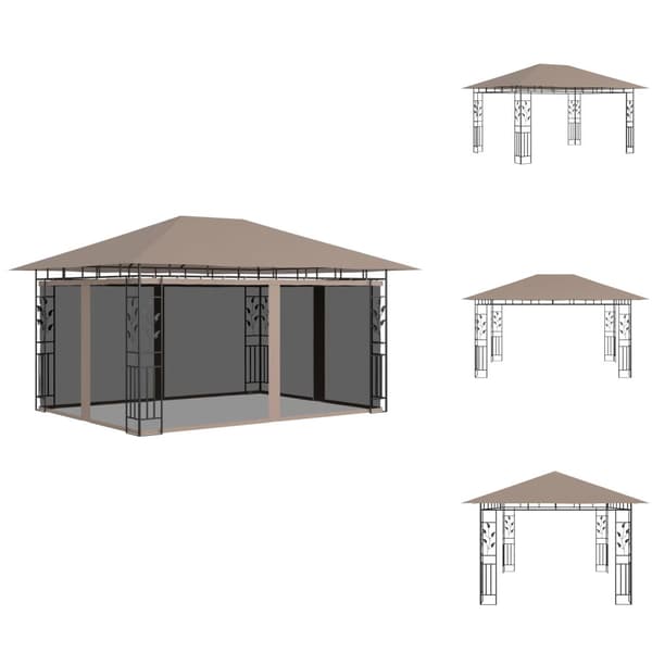 Partytält & paviljoner - Living Paviljong med myggnät 4x3x2,73 m taupe 180 g/m²
