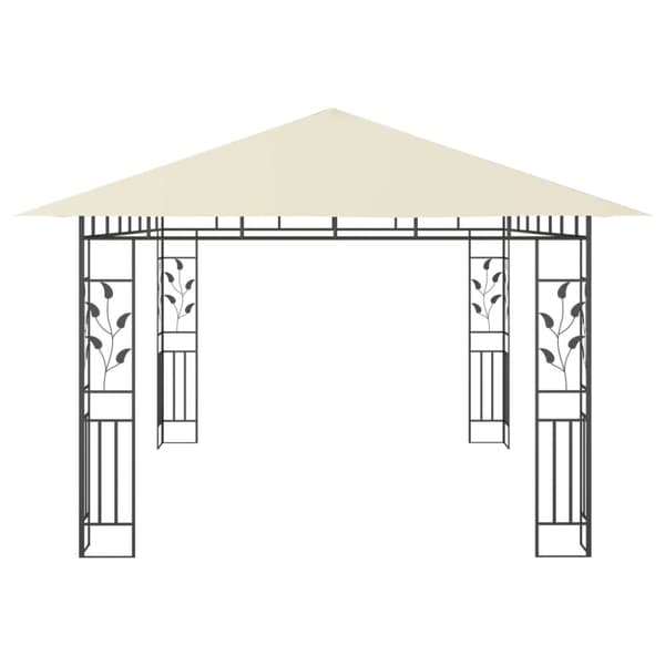 Partytält & paviljoner - Living Paviljong med myggnät 4x3x2,73 m gräddvit 180 g/m²