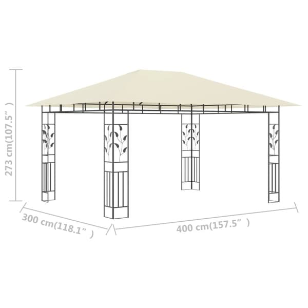 Partytält & paviljoner - Living Paviljong med myggnät 4x3x2,73 m gräddvit 180 g/m²