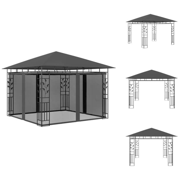 Festtelte & havepavilloner - Living pavillon med myggenet 3x3x,2,73 m 180 g/m² antracitgrå