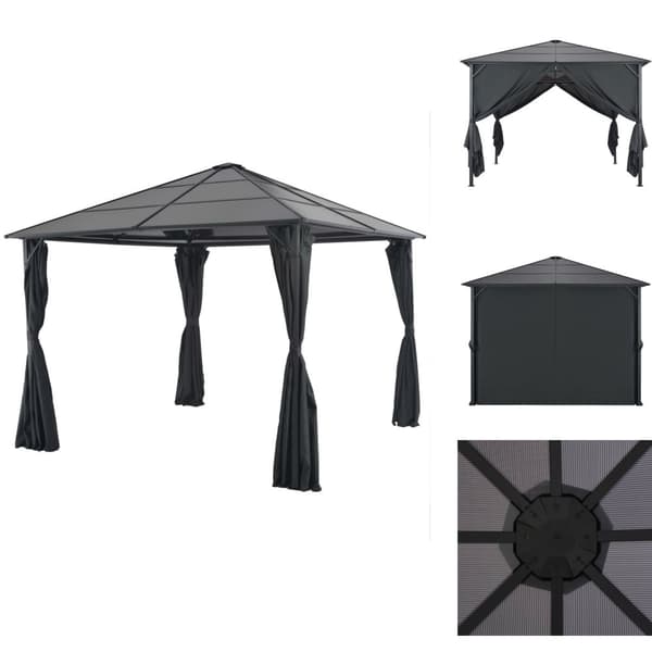 Festtelte & havepavilloner - Living pavillon med gardin aluminium 3 x 3 m sort