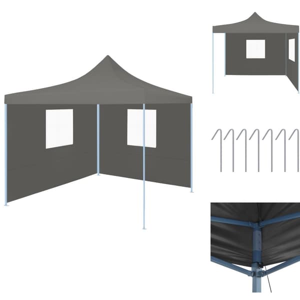 Festtelte & havepavilloner - Living foldbart festtelt pop-up med 2 sidevægge 3 x 3 m antracitgrå