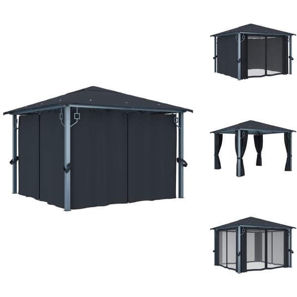 Festtelte & havepavilloner - Living havepavillon med gardin 300x300 cm aluminium antracitgrå