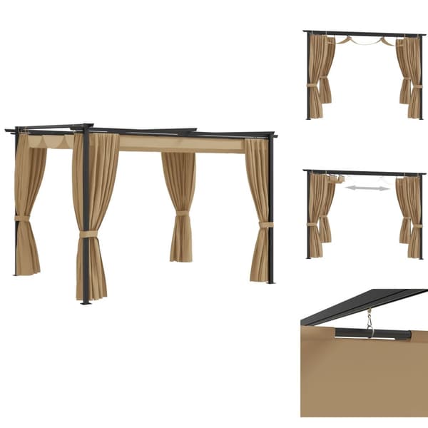 Festtelte & havepavilloner - Living pavillon med gardiner 3x3 m stål gråbrun