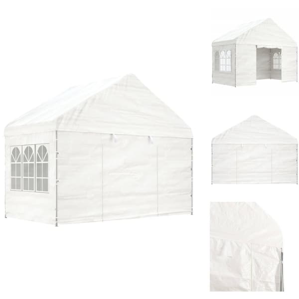 Festtelte & havepavilloner - Living pavillon med tag 4,08x2,23x3,22 m polyethylen hvid