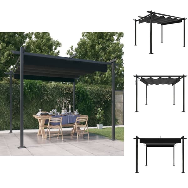 Festtelte & havepavilloner - Living havepavillon med sammenrulleligt tag 3x3 m antracitgrå