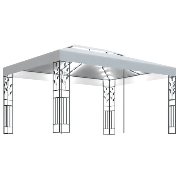 Partytält & paviljoner - Living Paviljong med dubbeltak och ljusslinga LED 3x4 m vit