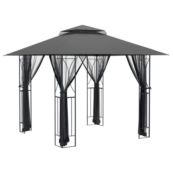 Partytält & paviljoner - Living Paviljong med sidoväggar antracit 300x300x270 cm stål