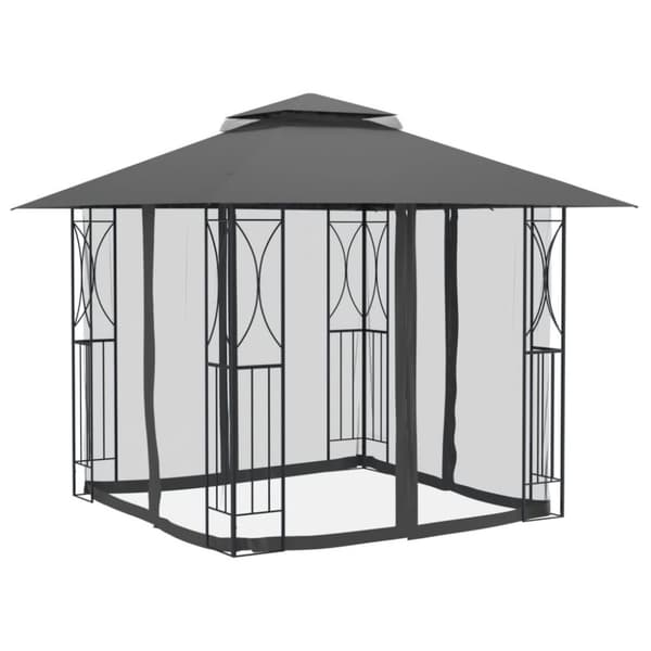 Partytält & paviljoner - Living Paviljong med sidoväggar antracit 300x300x270 cm stål