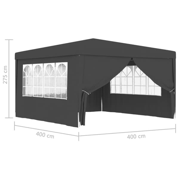 Festtelte & havepavilloner - Living festtelt med sidevægge 4x4 m 90 g/m² antracitgrå