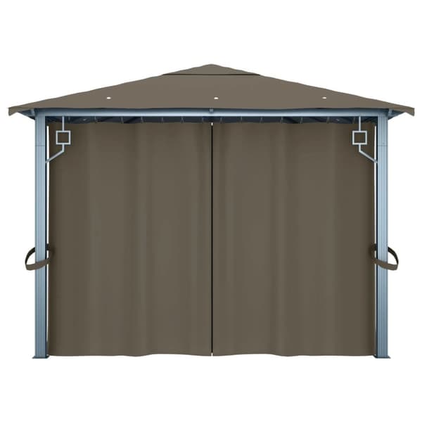 Partytält & paviljoner - Living Paviljong med gardin & ljusslinga LED 4x3m taupe aluminium