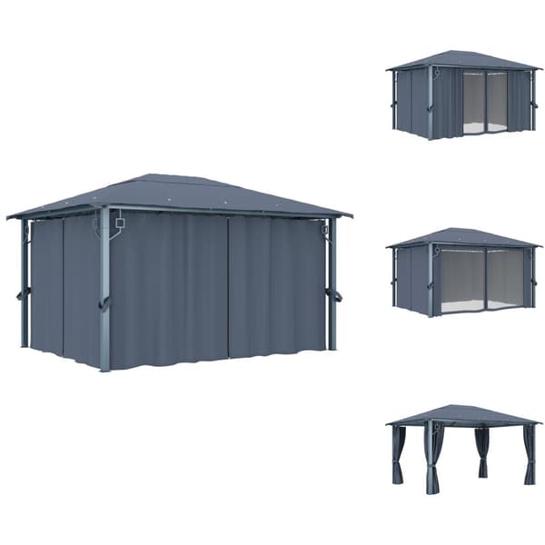 Festtelte & havepavilloner - Living havepavillon med gardin 400x300 cm aluminium antracitgrå