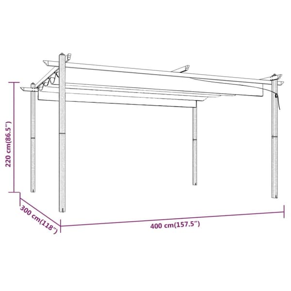 Festtelte & havepavilloner - Living havepavillon med sammenrulleligt tag 4x3 m antracitgrå